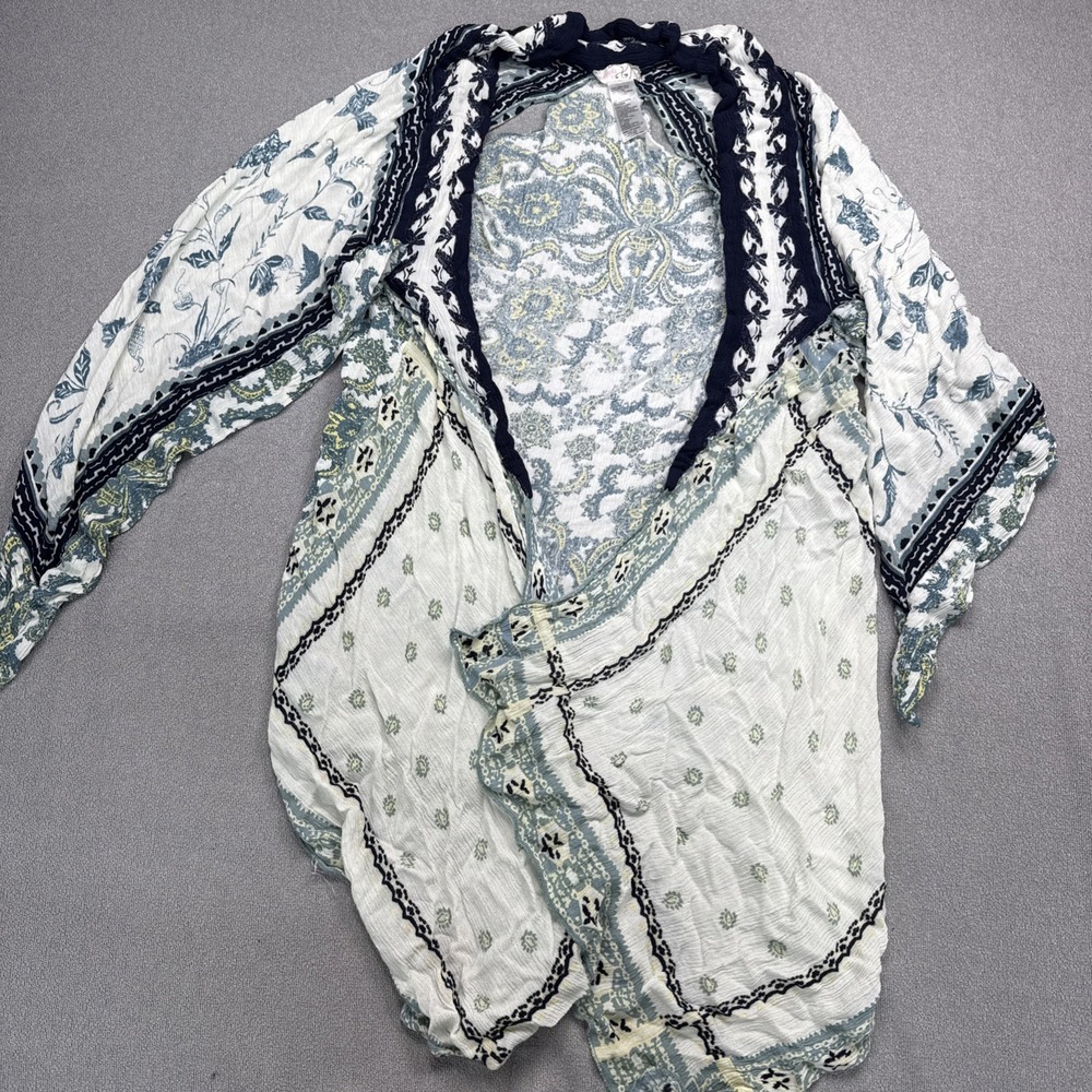 Free People Kimono Cardigan Boho Open Front Floral Paisley Womens One Size